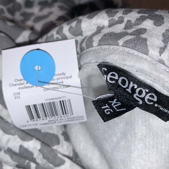 XL George cheetah leopard oversized core fleece hoodie - Picture 3 of 3